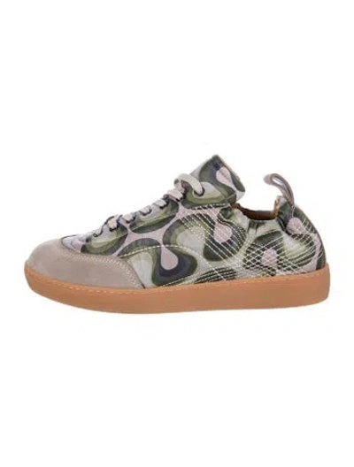 Pre-owned Dries Van Noten Suede Animal Print Sneakers In Gray