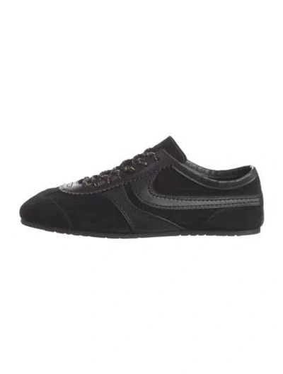 Pre-owned Dries Van Noten Suede Athletic Sneakers In Black
