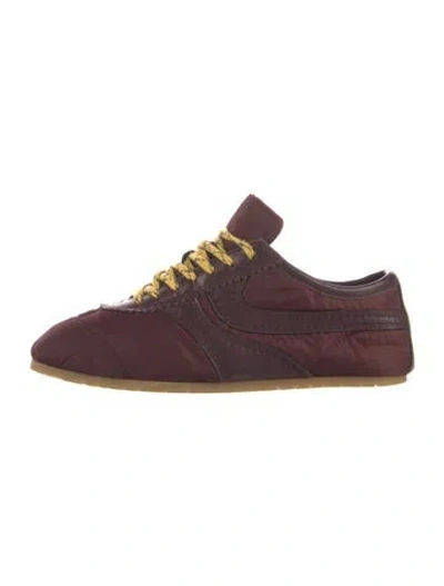 Pre-owned Dries Van Noten Suede Athletic Sneakers In Burgundy