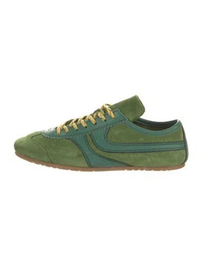 Pre-owned Dries Van Noten Suede Athletic Sneakers In Green