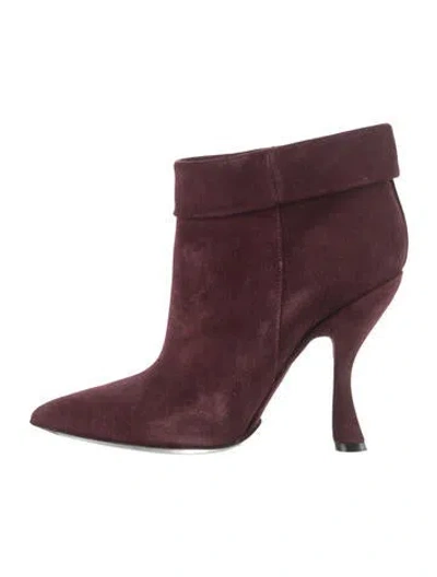 Pre-owned Dries Van Noten Suede Boots In Burgundy