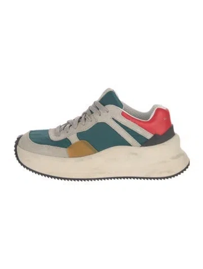 Pre-owned Dries Van Noten Suede Colorblock Pattern Athletic Sneakers In Gray