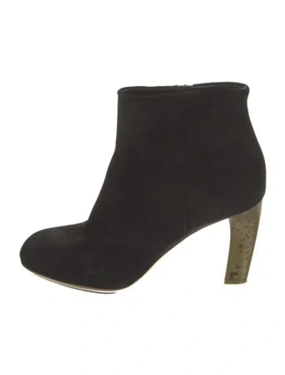 Pre-owned Dries Van Noten Suede Colorblock Pattern Boots In Black