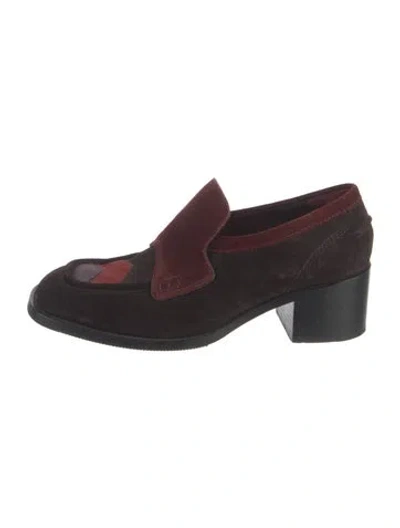 Pre-owned Dries Van Noten Suede Colorblock Pattern Pumps In Burgundy