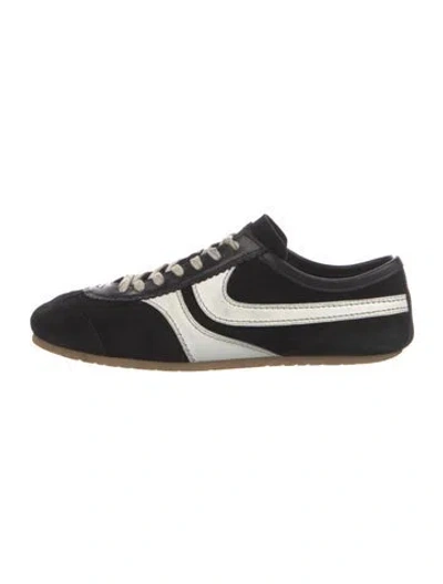 Pre-owned Dries Van Noten Suede Colorblock Pattern Sneakers In Black