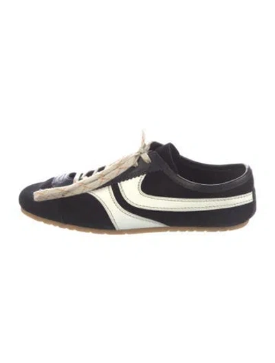 Pre-owned Dries Van Noten Suede Colorblock Pattern Sneakers In Blue