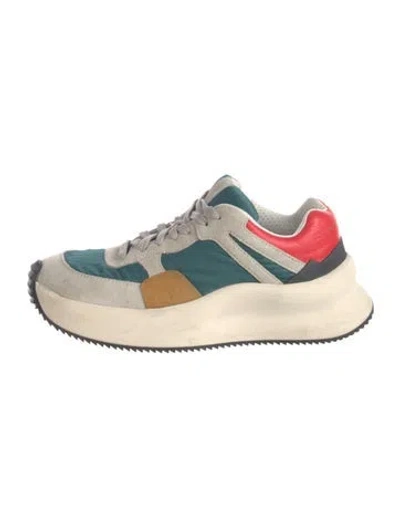 Pre-owned Dries Van Noten Suede Colorblock Pattern Sneakers In Gray