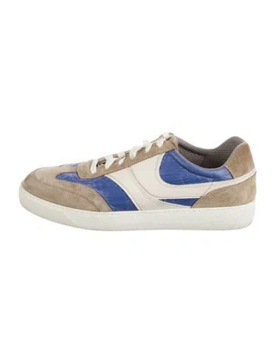 Pre-owned Dries Van Noten Suede Colorblock Pattern Sneakers In Neutral