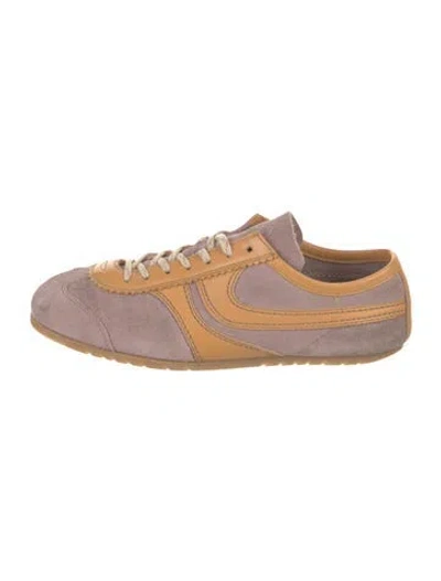 Pre-owned Dries Van Noten Suede Colorblock Pattern Sneakers In Neutral