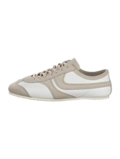 Pre-owned Dries Van Noten Suede Colorblock Pattern Sneakers In White