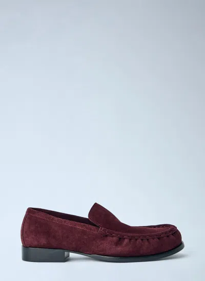 Dries Van Noten Suede Finish Loafers In Burgundy