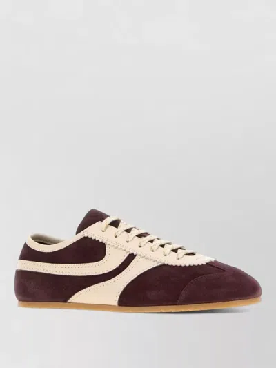 Dries Van Noten Suede Leather Lace Up Sneakers Rubber Sole In Brown