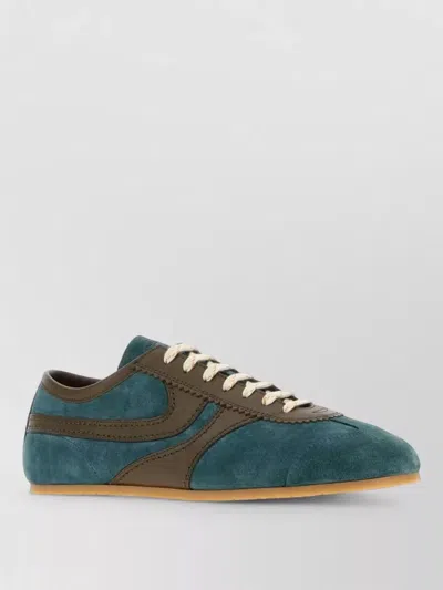 Dries Van Noten Suede Leather Sneakers Lace Up Design In Green