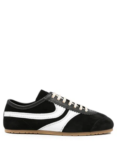 Dries Van Noten Suede Leather Sneakers With Leather Inserts In Multi