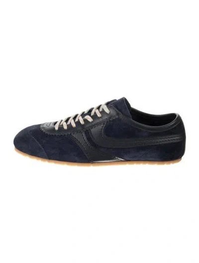 Pre-owned Dries Van Noten Suede Leather Trim Embellishment Athletic Sneakers In Blue