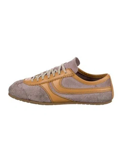 Pre-owned Dries Van Noten Suede Leather Trim Embellishment Sneakers In Neutral