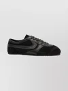 Dries Van Noten Suede Texture Sneakers Featuring Contrast Stitching In Black