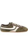 Dries Van Noten Leather-trimmed Suede Sneakers In Green