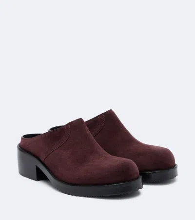 Dries Van Noten Suede Mules In Burgundy