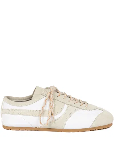 Dries Van Noten Suede-panelled Sneakers In White