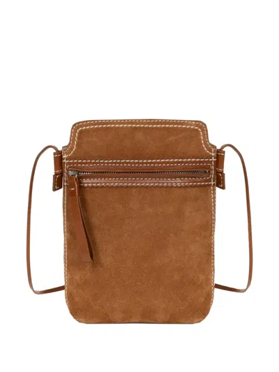 Dries Van Noten Suede Phone Pouch In Brown