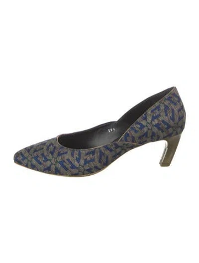 Pre-owned Dries Van Noten Suede Printed Pumps In Gray