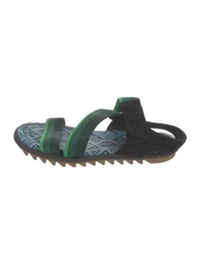 Pre-owned Dries Van Noten Suede Printed Slingback Sandals In Green