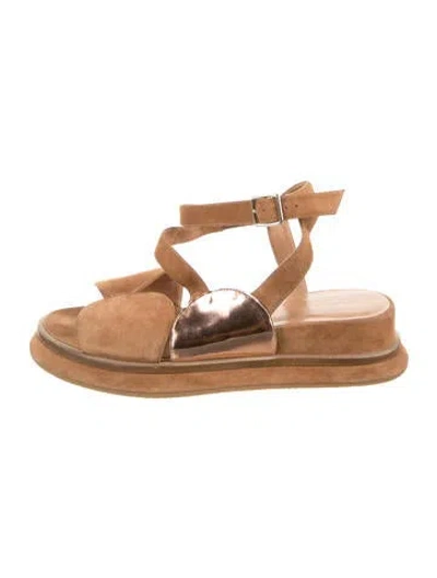 Pre-owned Dries Van Noten Suede Sandals In Brown/metallic/pink