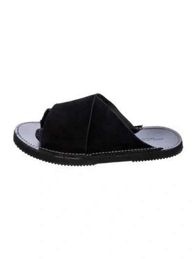 Pre-owned Dries Van Noten Suede Slides In Black