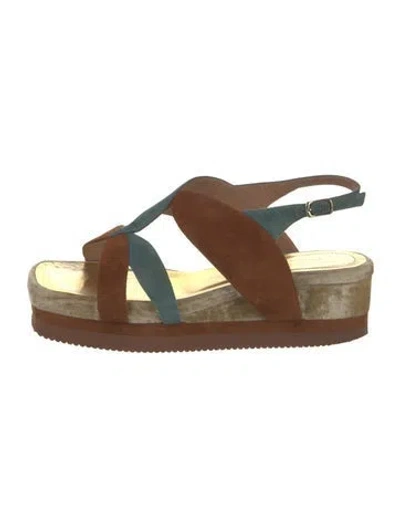 Pre-owned Dries Van Noten Suede Slingback Sandals In Brown