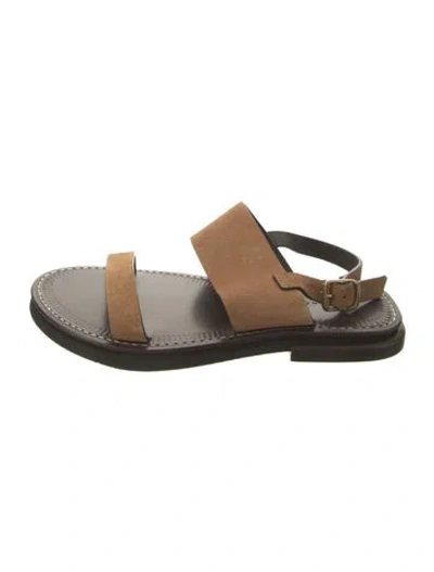 Pre-owned Dries Van Noten Suede Slingback Sandals In Brown