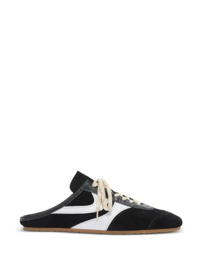 Dries Van Noten Suede Sneaker Mules In Black