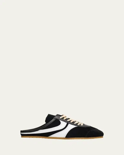 Dries Van Noten Suede Sneaker Mules In Black