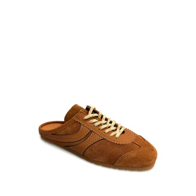 Dries Van Noten Suede Mules Rubber Sole Stitch Detailing In Brown