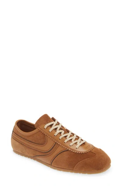 Dries Van Noten Mixed Leather Retro Runner Sneakers In Beige