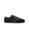 Dries Van Noten Suede Texture Sneakers Featuring Contrast Stitching In Black