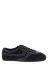 Dries Van Noten Suede Texture Sneakers Featuring Contrast Stitching In Black