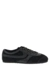 Dries Van Noten Suede Texture Sneakers Featuring Contrast Stitching In Black