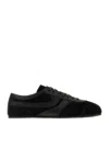 Dries Van Noten Suede Texture Sneakers Featuring Contrast Stitching In Black