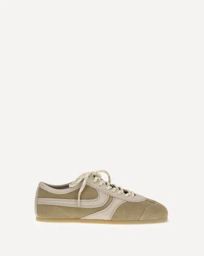 Dries Van Noten Women Beige Low-top Sneakers With Two-tone Lace-up In Suede Woman In White
