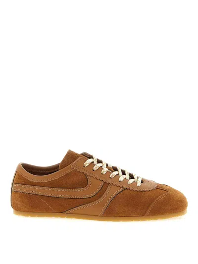 Dries Van Noten Women Brown Low-top Sneakers With Two-tone Lace-up In Suede Woman