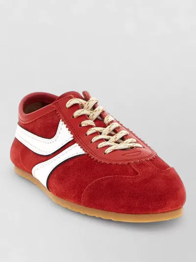 Dries Van Noten Suede Sneakers Contrast Stripe Low Top Rubber In Red