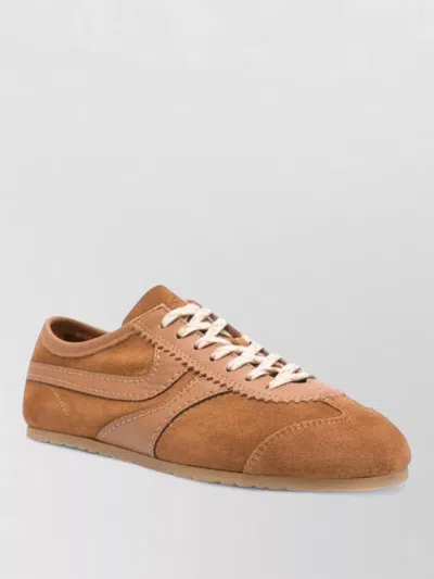 Dries Van Noten Women Brown Low-top Sneakers With Two-tone Lace-up In Suede Woman
