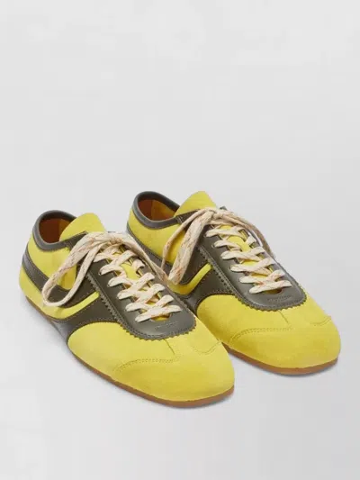 Dries Van Noten Suede Sneakers Leather Inserts Rubber Sole In Yellow