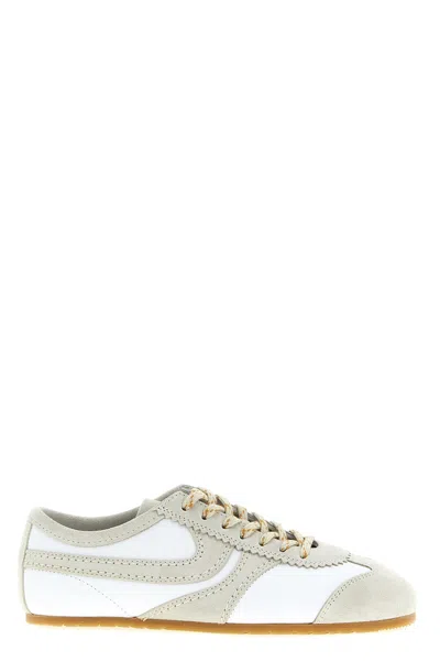Dries Van Noten Low-top Suede Sneakers Featuring Contrast Stitching In Gray