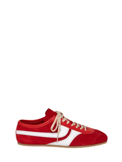 Dries Van Noten Suede Leather Low-top Sneakers In Red