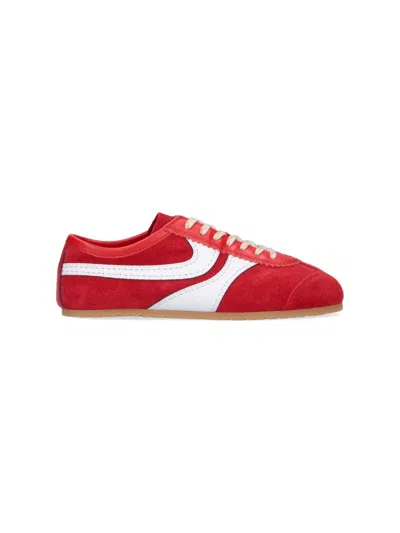 Dries Van Noten 70s Marathon Spirit Suede Low-top Sneakers In Red