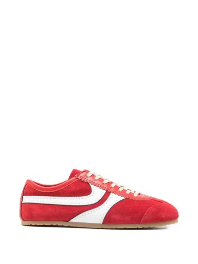 Dries Van Noten 70s Marathon Spirit Suede Low-top Sneakers In Red