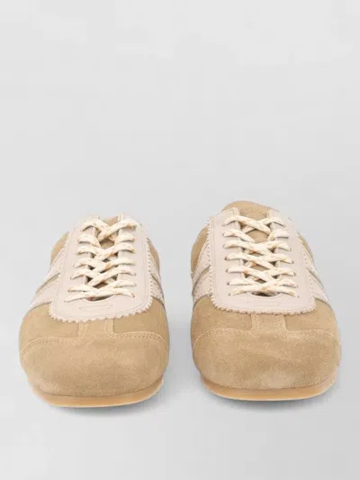 Dries Van Noten Suede Sneakers Round Toe Rubber Sole Panels In Brown