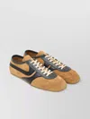 Dries Van Noten Double Lacing Suede Sneakers With Leather Inserts Shoes In Brown